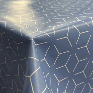 Embossed Geometric PVC Fabric Blue
