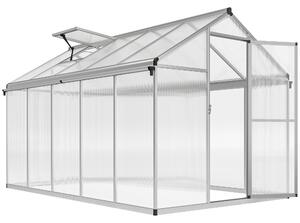 Outsunny 6 x 10ft Polycarbonate Greenhouse with Rain Gutters, Large Walk-In Green House with Window, Garden Plants Grow House with Aluminium