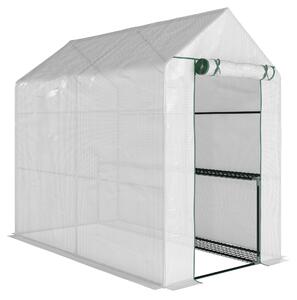 Outsunny Walk in Garden Greenhouse with Shelves Polytunnel Steeple Grow House 186L x 120W 190Hcm White Aosom UK