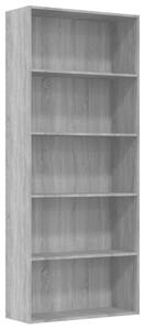 5-Tier Book Cabinet Grey Sonoma 80x30x189 cm Engineered Wood
