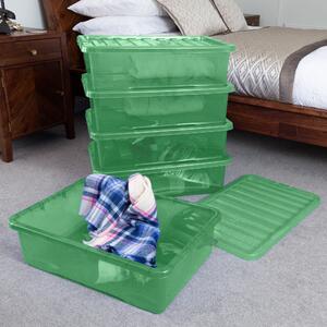 Wham Crystal Set of 5 Underbed Boxes & Lids, 32L Green