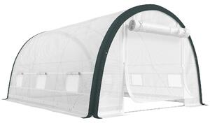 Outsunny 4 x 3(m) Walk-In Tunnel Greenhouse, with Accessories - White