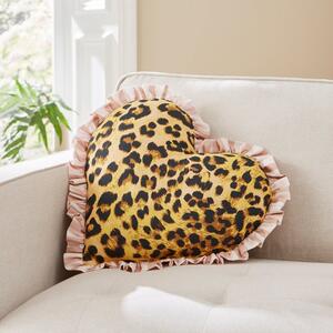 Heart Shaped Leopard Frill Cushion