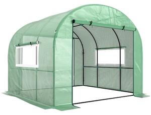 Outsunny 300 x 300cm Walk-In Polytunnel Greenhouse - Green