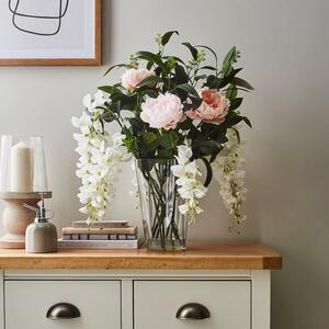 Artificial Peony and Wisteria in Vase