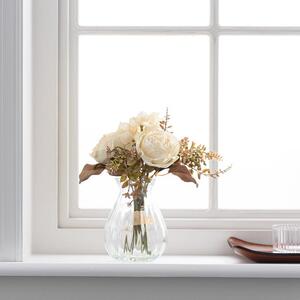 Artificial Dried Rose Bouquet in Glass Vase