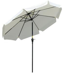 Outsunny 2.66m Patio Umbrella Garden Parasol Outdoor Sun Shade Table Umbrella with Ruffles, 8 Sturdy Ribs, Cream White