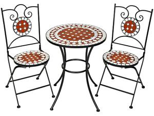 401637 garden furniture set mosaic design 2 chairs + table ø 60 cm - brown