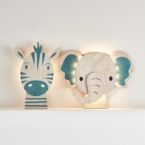 Zebra & Elephant Children's Wall Light Duo