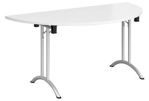 Zeeland Semi Circular Folding Table, Silver/White