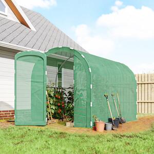 Outsunny 3x2x2m Walk-In Polytunnel Greenhouse with Hinged Door, Heavy-Duty Galvanised Steel Frame & Tear-Resistant PE Cover, Green Aosom UK