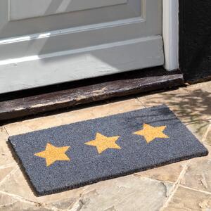 Cedar & Sage Star Trio Coir Doormat Grey/Yellow