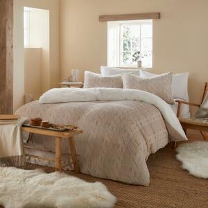 Fusion Snug Cable Knit Natural Duvet Cover and Pillowcase Set