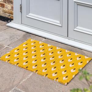 Geo Design Coir Doormat Yellow/White