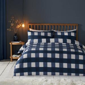 Fusion Snug Seersucker Gingham Check Duvet Cover and Pillowcase Set