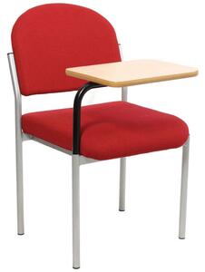Lippi Conference Side Chair With Optional Writing Tablet, Silver/Red