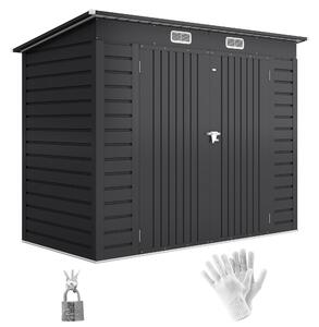 Outsunny 8 x 4FT Galvanised Garden Storage Shed, Metal Outdoor Shed with Double Doors and 2 Vents, Grey Aosom UK