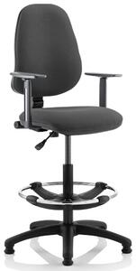 Lunar 1 Lever Draughtsman Chair (Adjustable Arms), Charcoal