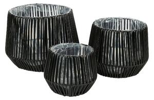Set of 3 Recycled Plastic Plant Pots Black