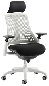 Warp White Frame White Mesh Back Operator Chair With Headrest, White