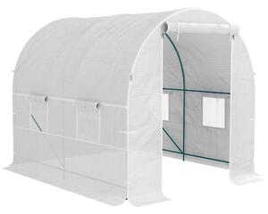 Outsunny Heavy Duty Polytunnel, Walk in Polytunnel Greenhouse with Door & Windows, Galvanised Steel Frame, 200W x 245D x 198H cm Aosom UK