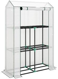 Outsunny 40 x 100cm Three Shelf Steel Frame Greenhouse - White