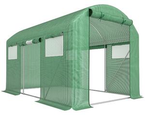 Outsunny 9.8 x 6.6ft Walk-In Polytunnel Greenhouse - Green