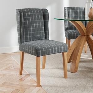 Oswald Set of 2 Dining Chairs, Grey Window Pane Check