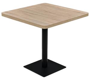Bistro Table MDF and Steel Square 80x80x75 cm Oak Colour