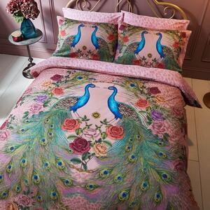 Matthew Williamson Xanadu Peacock 200 Thread Count Cotton Pink Duvet Cover and Pillowcase Set