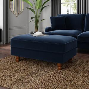 Beatrice Matte Velvet Luxe Navy Large Storage Footstool