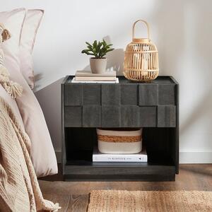 Kanpur 1 Drawer Wide Bedside Table, Dark Stained Mango Wood