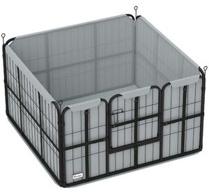 PawHut Steel Dog Whelping Box with Washable Pee Pad, Windproof Cloth, Lockable Door, for Small & Medium Dogs, 102 x 102 x 60cm