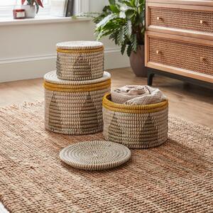 Set Of 3 Contrast Storage Baskets