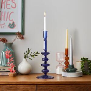 Fluted Glass Candlestick Holder