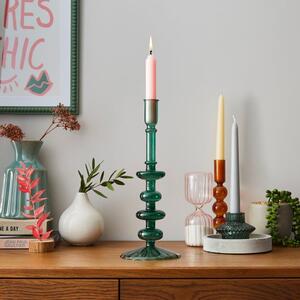 Fluted Glass Candlestick Holder