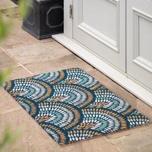 Cedar & Sage Navy Rainbow Coir Doormat