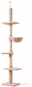 PawHut Floor to Ceiling Cat Tree 5-Tier Kitty Tower Activity Center Scratching Post 230-260cm