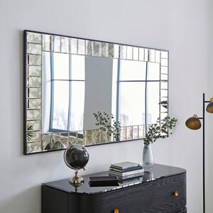 Antique Printed Edge Rectangle Overmantel Wall Mirror
