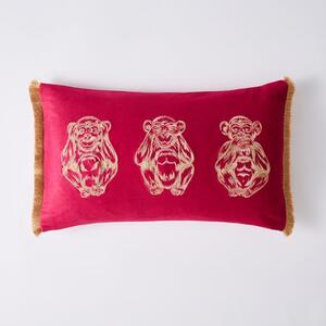 Three Monkeys Velvet Cushion