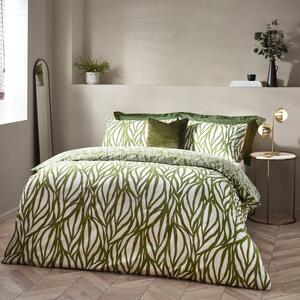 HÖEM Frond Cotton Rich Olive Duvet Cover & Pillowcase Set