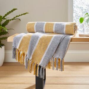 Herringbone Stripe Throw Blanket, 130x180cm