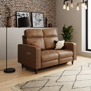 Zoe Faux Leather Power Recliner 2 Seater Sofa, Mocha