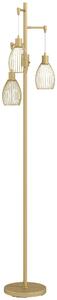 HOMCOM 170cm Industrial 3-Light Floor Lamp, Dimmable Standing Lamp with Steel Lampshades for Living Room, Bedroom, Dinging Room, Study, Gold Tone