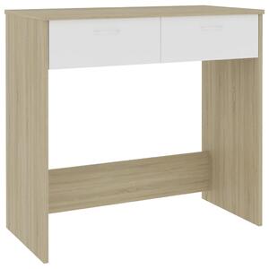 Desk White and Sonoma Oak 80x40x75 cm Engineered Wood
