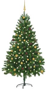 Artificial Pre-lit Christmas Tree with Ball Set 210 cm Green