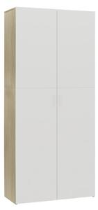 Shoe Cabinet White and Sonoma Oak 80x35.5x180 cm Engineered Wood