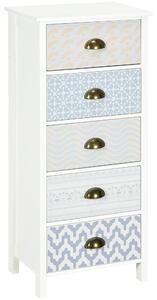 HOMCOM Chest of Drawers, 5-Drawer Tallboy Dresser with Metal Handles, Storage Cabinet Unit for Living Room, Bedroom