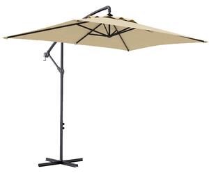 Outsunny Waterproof Cantilever Parasol w/ Cross Base, Banana Umbrella w/ Crank Handle, 6 Ribs, 3x2m, Rectangular, Hanging Patio Shade Aosom UK