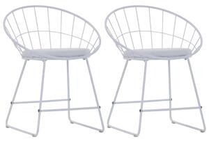 247275 Dining Chairs with Faux Leather Seats 2 pcs White Steel